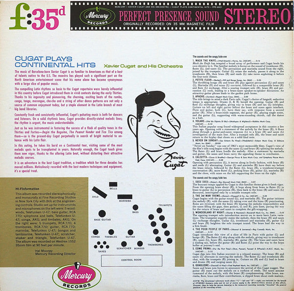 Xavier Cugat And His Orchestra : Cugat Plays Continental Hits (LP, Album)