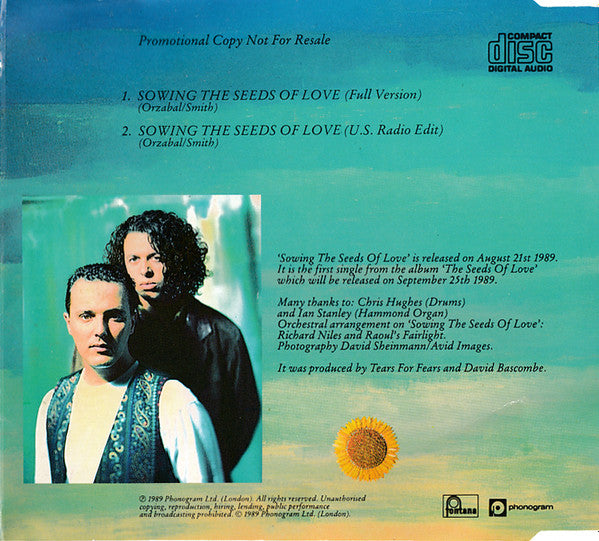 Tears For Fears : Sowing The Seeds Of Love (CD, Single, Promo)