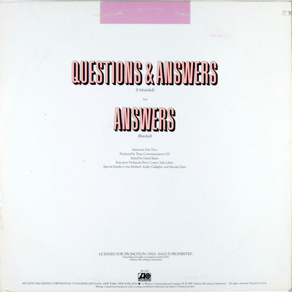 Bob Geldof : Questions & Answers (LP, Album, Promo)