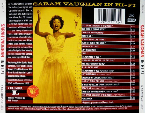 Sarah Vaughan : Sarah Vaughan In Hi-Fi (CD, Album, RE, RM)