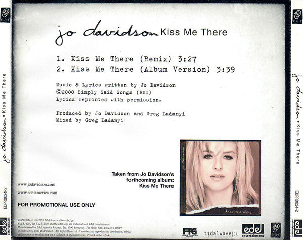 Jo Davidson : Kiss Me There (CD, Single, Promo)
