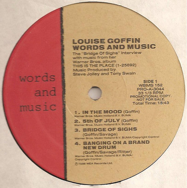 Louise Goffin : Words And Music; The Bridge Of Sighs Interview (LP, Promo)