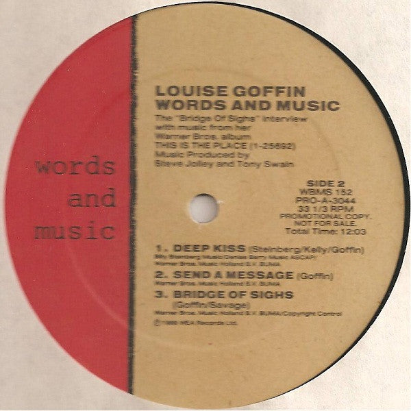 Louise Goffin : Words And Music; The Bridge Of Sighs Interview (LP, Promo)