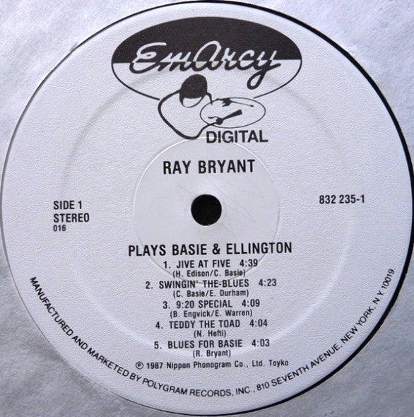Ray Bryant : Ray Bryant Plays Basie & Ellington (LP, Album)