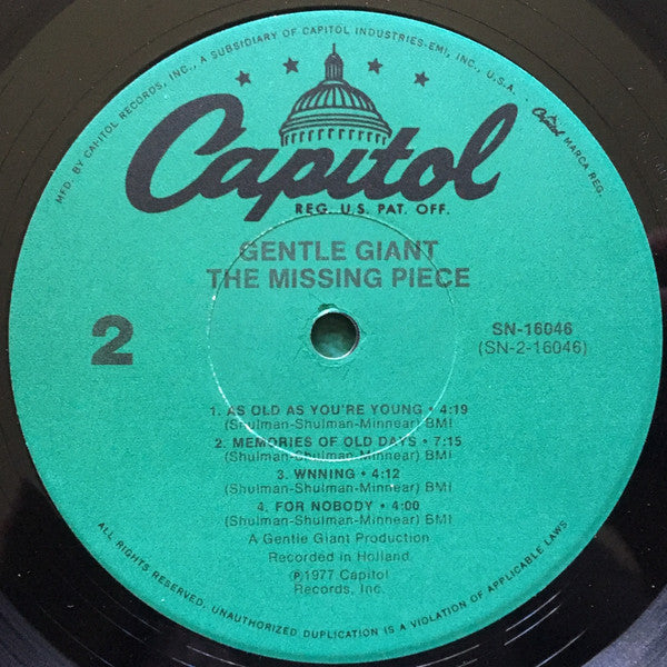 Gentle Giant : The Missing Piece (LP, Album, RE)