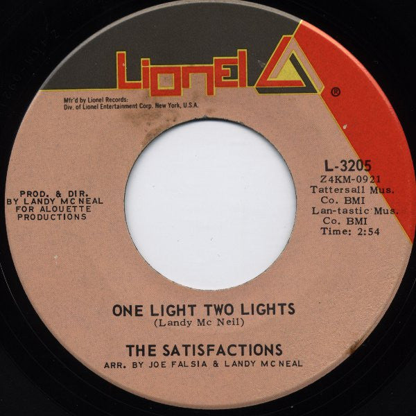The Satisfactions (3) : One Light Two Lights / Turn Back The Tears (7", Single)