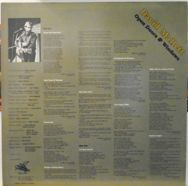David Mallett : Open Doors And Windows (LP, Album)