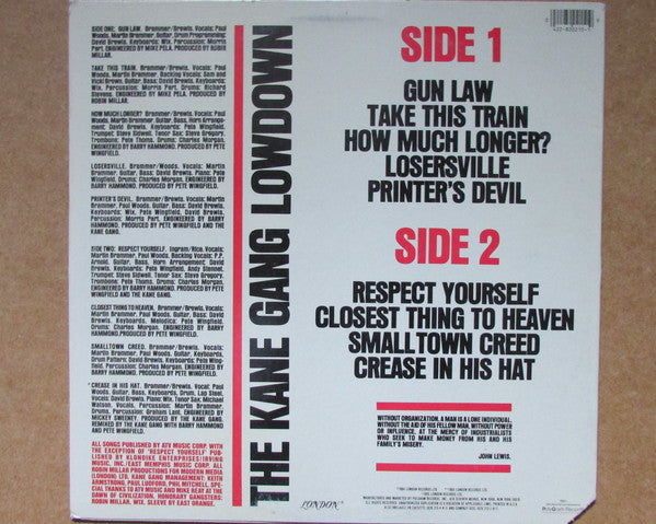 The Kane Gang : Lowdown  (LP, Album)