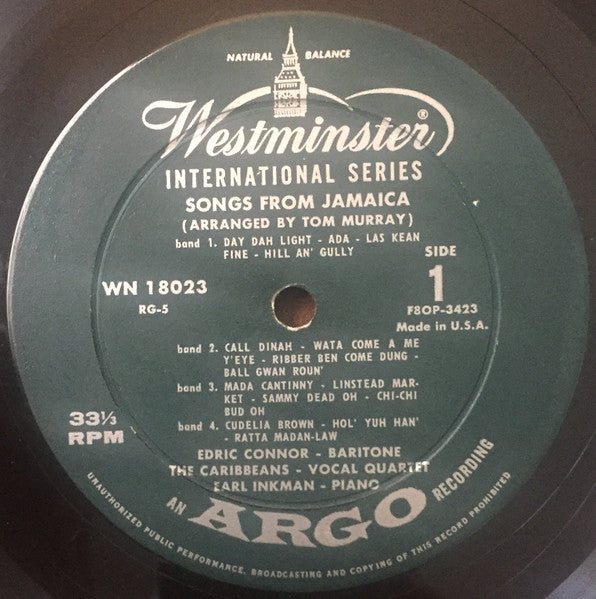 Edric Connor And The Caribbeans (2) : Songs From Jamaica (LP, Album, Mono)