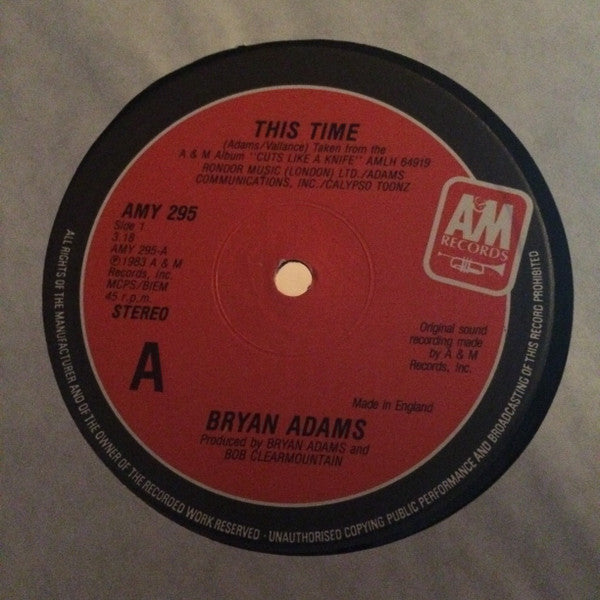 Bryan Adams : This Time (12", Maxi)