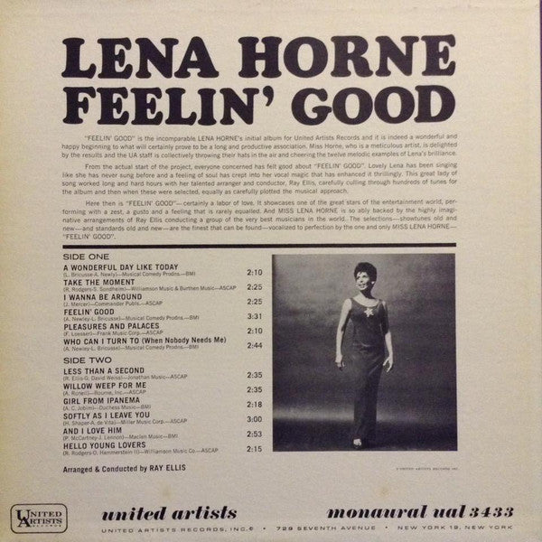 Lena Horne : Feelin' Good (LP, Album, Mono)