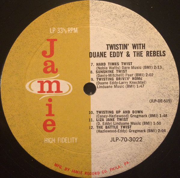 Duane Eddy And The Rebels : Twistin' With Duane Eddy (LP, Album, Mono)
