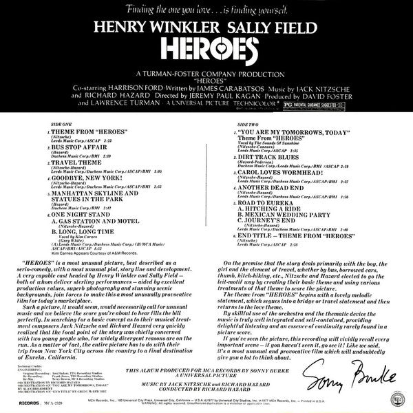 Jack Nitzsche and Richard Hazard : Heroes (Original Music From The Motion Picture Score) (LP, Album)