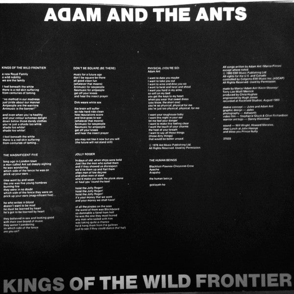 Adam And The Ants : Kings Of The Wild Frontier (LP, Album, Ter)