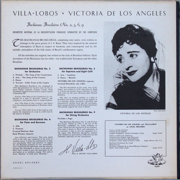 Heitor Villa-Lobos - Victoria De Los Angeles, Orchestre National De France : Bachianas Brasileiras, Nos. 2, 5, 6, & 9 (LP, Mono, Scr)