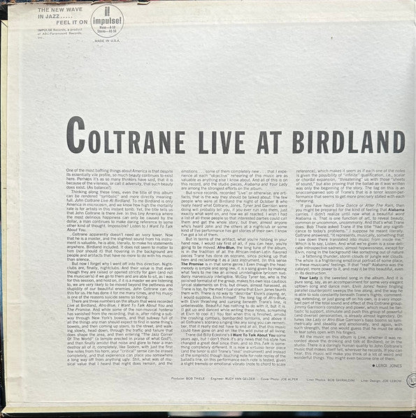 John Coltrane : Live At Birdland (LP, Album, RE, Gat)