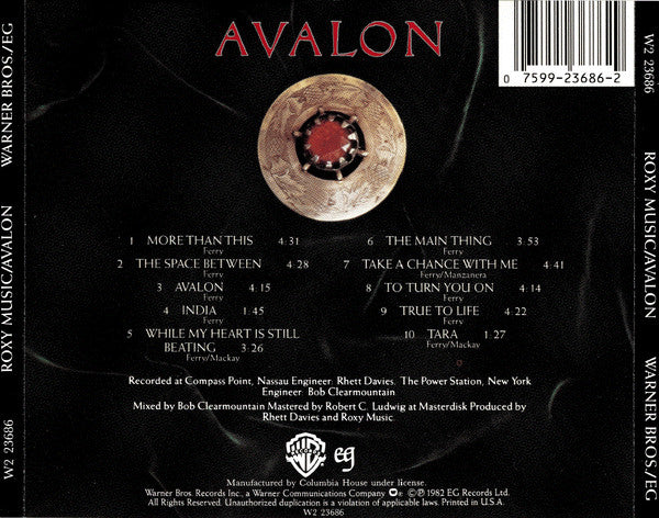 Roxy Music : Avalon (CD, Album, Club, RE, CRC)