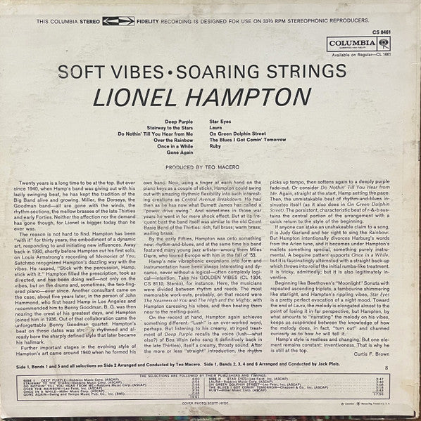 Lionel Hampton : Soft Vibes Soaring Strings (LP, Album, Pit)