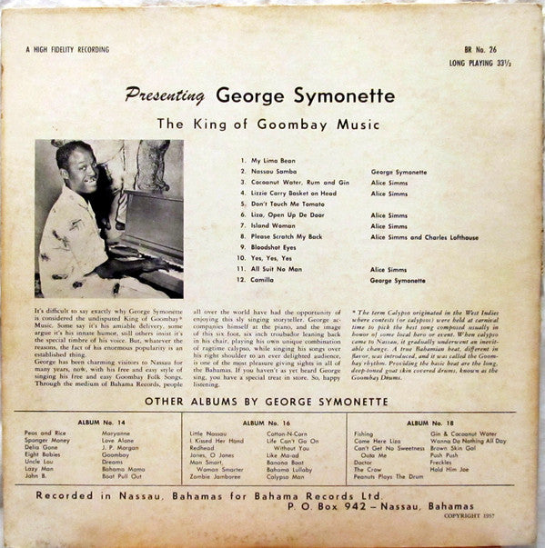 George Symonette : Calypso And Goombay Rhythms (LP, Album)