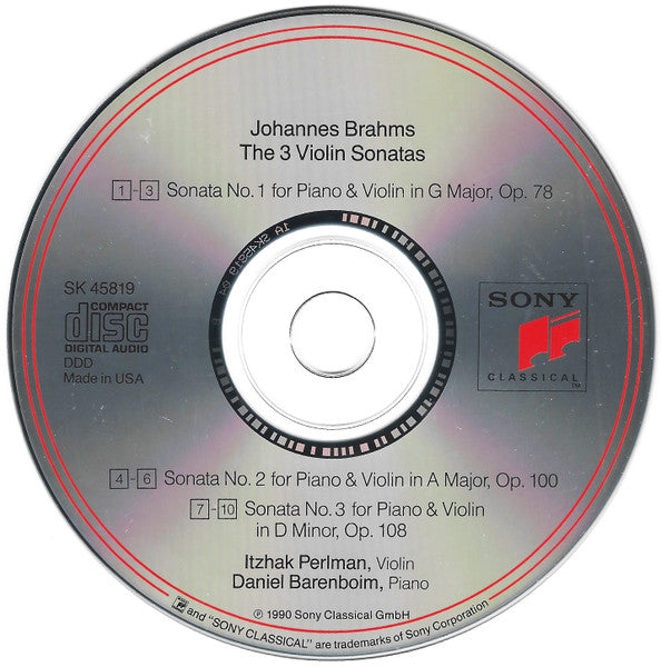 Itzhak Perlman, Daniel Barenboim - Brahms* : The 3 Violin Sonatas (CD, Album)