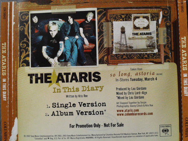 The Ataris : In This Diary (CD, Single, Promo)