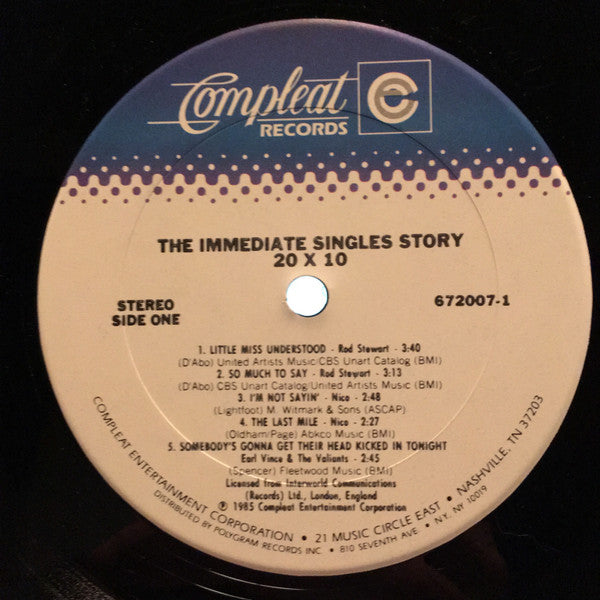 Various : The Immediate Singles Story / 20 X 10 - A Compleat Collection (2xLP, Comp, Car)