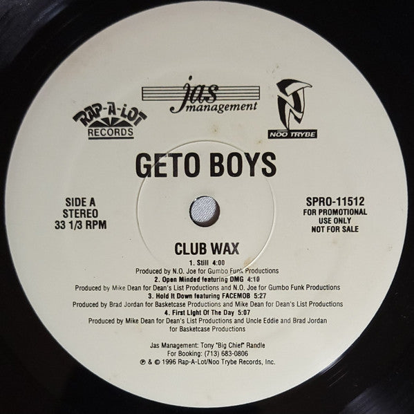 Geto Boys : Club Wax (12", Promo)