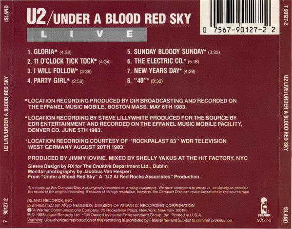 U2 : Live / Under A Blood Red Sky (CD, Album)