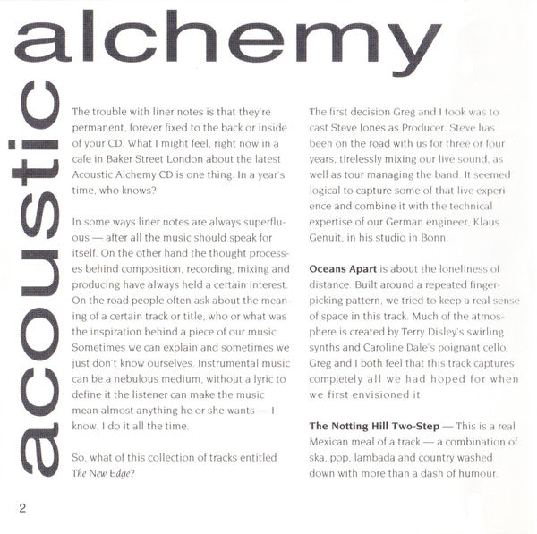 Acoustic Alchemy : The New Edge (CD, Album)