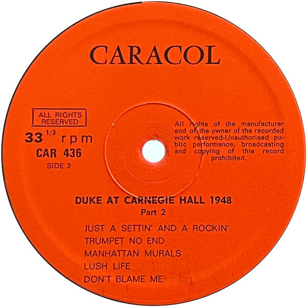 Duke Ellington And His Orchestra : Carnegie Hall Concert 1948 (2xLP, Gat)