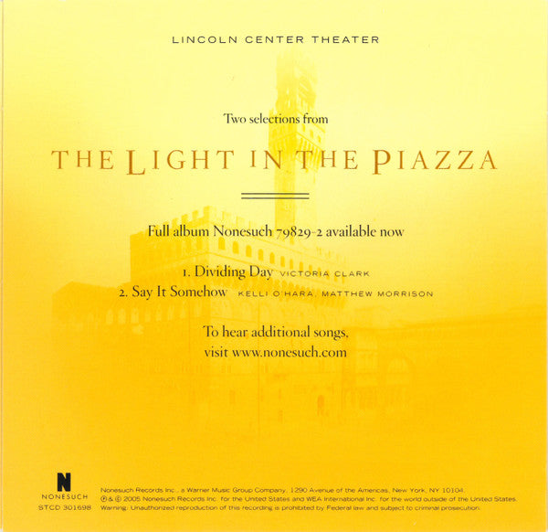 Adam Guettel, Victoria Clark, Kelli O'Hara : The Light In The Piazza (Original Broadway Cast Recording) (CD, Album, Promo)