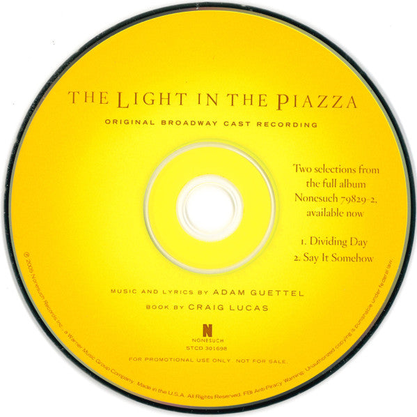 Adam Guettel, Victoria Clark, Kelli O'Hara : The Light In The Piazza (Original Broadway Cast Recording) (CD, Album, Promo)