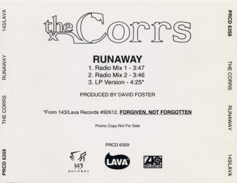 The Corrs : Runaway (CD, Single, Promo)