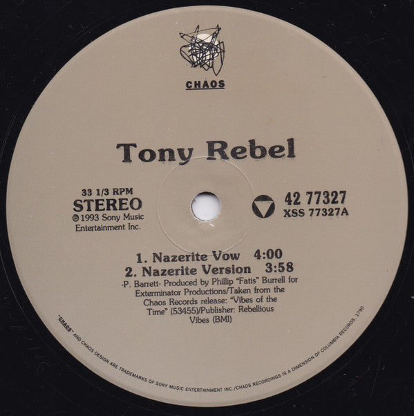 Tony Rebel : Nazerite Vow (12", Single)