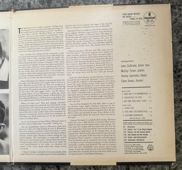 John Coltrane And Johnny Hartman : John Coltrane And Johnny Hartman (LP, Album, Gat)