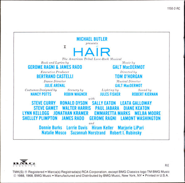 Various : Hair - The Original Broadway Cast Recording (CD, Album, RE, RM, Son)