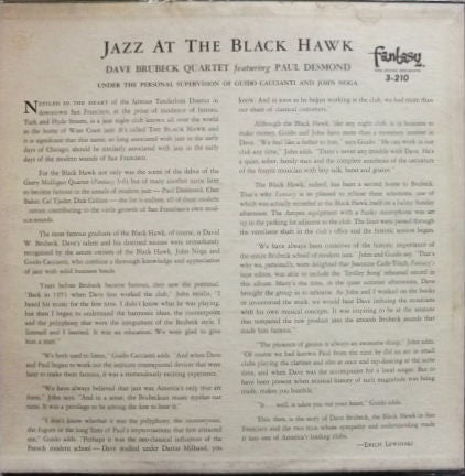 The Dave Brubeck Quartet Featuring Paul Desmond : Jazz At The Blackhawk (LP, Album, Mono, Red)