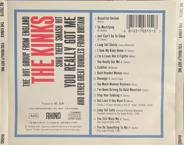 The Kinks : You Really Got Me (CD, Album, RE)
