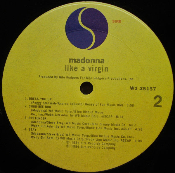Madonna : Like A Virgin (LP, Album, Club, Car)