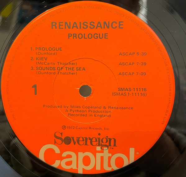 Renaissance (4) : Prologue (LP, Album, RE,  Pr)