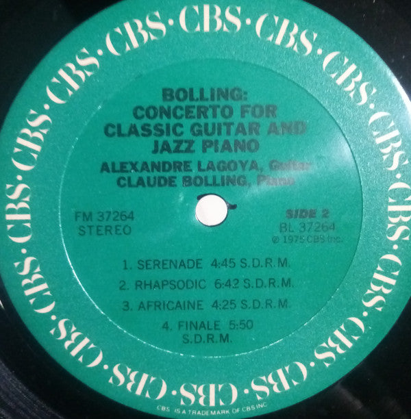 Claude Bolling, Alexandre Lagoya : Bolling: Concerto For Classic Guitar And Jazz Piano (LP, Album)