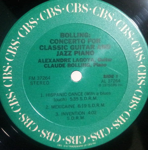 Claude Bolling, Alexandre Lagoya : Bolling: Concerto For Classic Guitar And Jazz Piano (LP, Album)