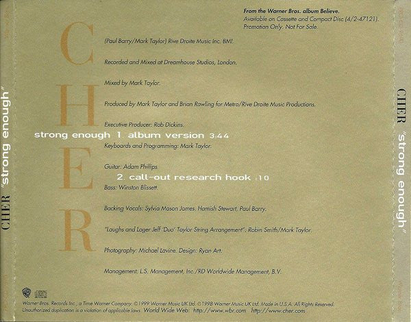 Cher : Strong Enough (CD, Single, Promo)
