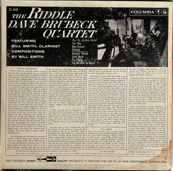 The Dave Brubeck Quartet : The Riddle (LP, Album, Pit)