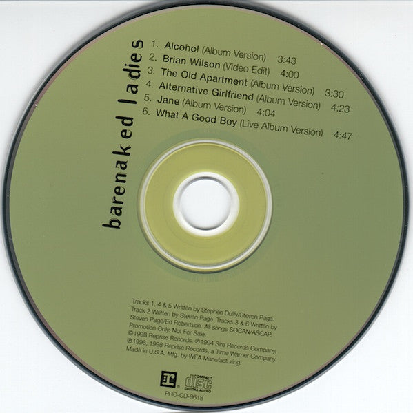 Barenaked Ladies : Alcohol (CD, Single, Promo)