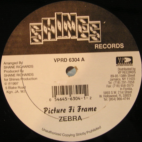 Zebra (3) / Terror Fabulous : Picture Fi Frame / Dem Ah Watch Mi (12")
