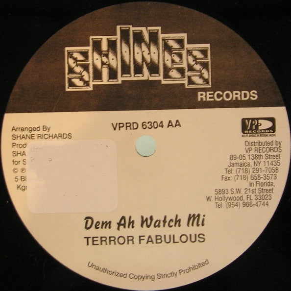 Zebra (3) / Terror Fabulous : Picture Fi Frame / Dem Ah Watch Mi (12")