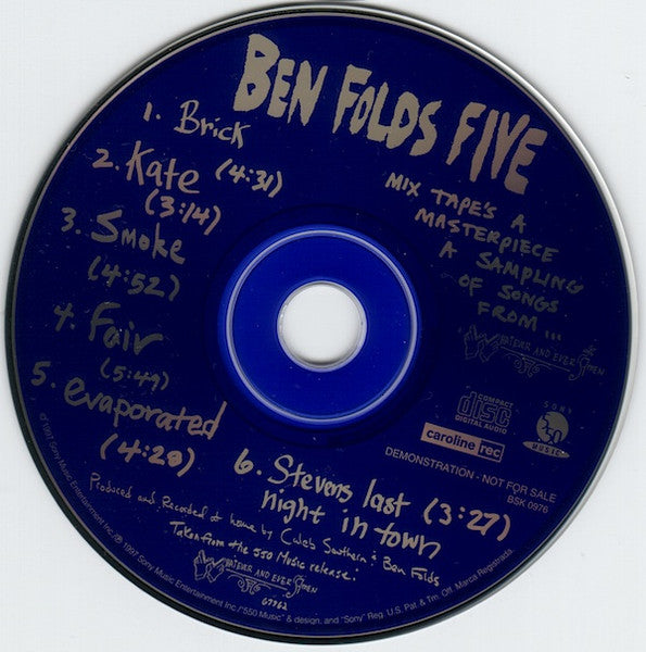 Ben Folds Five : Mix Tape's A Masterpiece (A Sampling Of Songs From... Whatever And Ever Amen) (CD, Promo, Smplr)