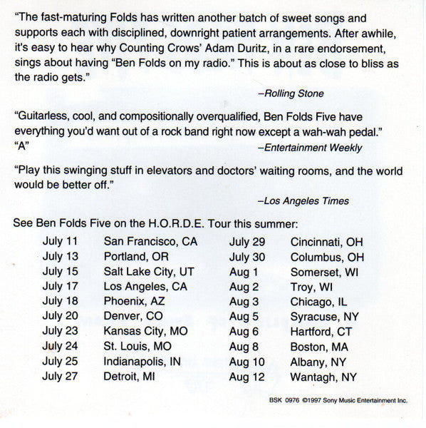 Ben Folds Five : Mix Tape's A Masterpiece (A Sampling Of Songs From... Whatever And Ever Amen) (CD, Promo, Smplr)