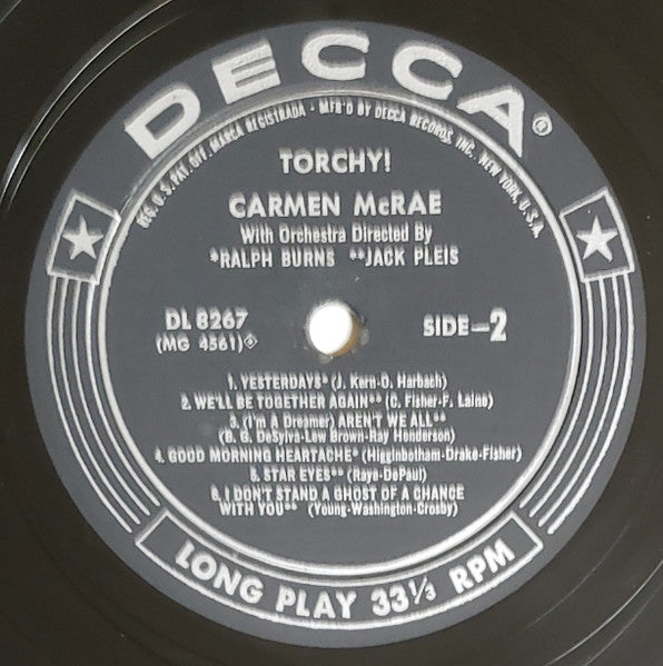 Carmen McRae : Torchy! (LP, Mono)